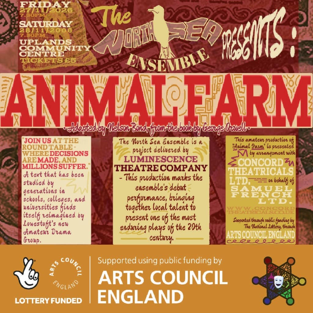 Animal Farm poster — The North Sea Ensemble, Lowestoft